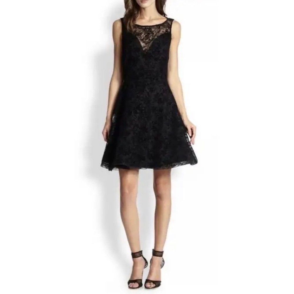 Alice + Olivia Black Natalia Velvet Lace, Size 6